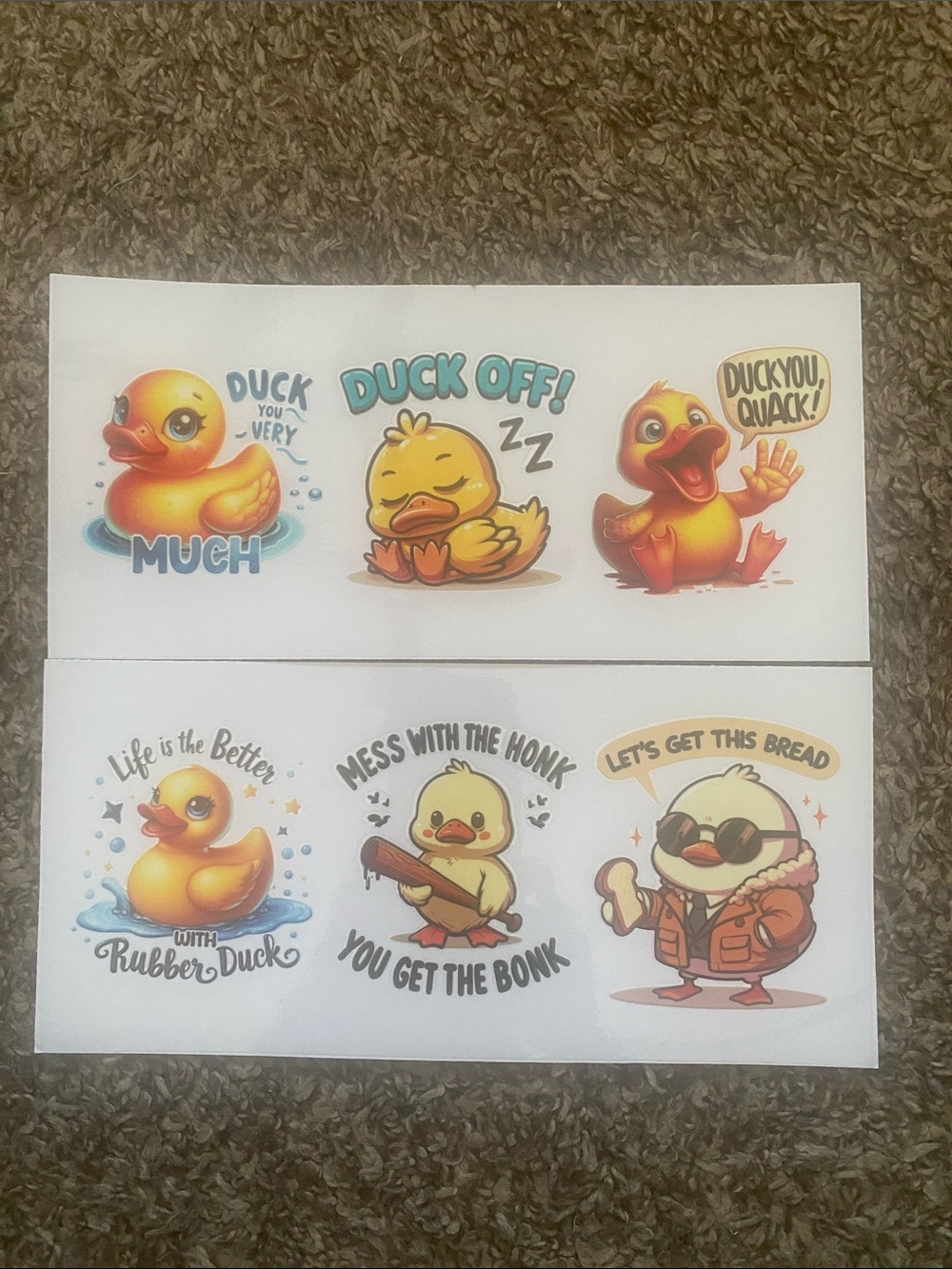 Cute Rubber Duck UVDTF Sticker Sheet - Yellow Ducks